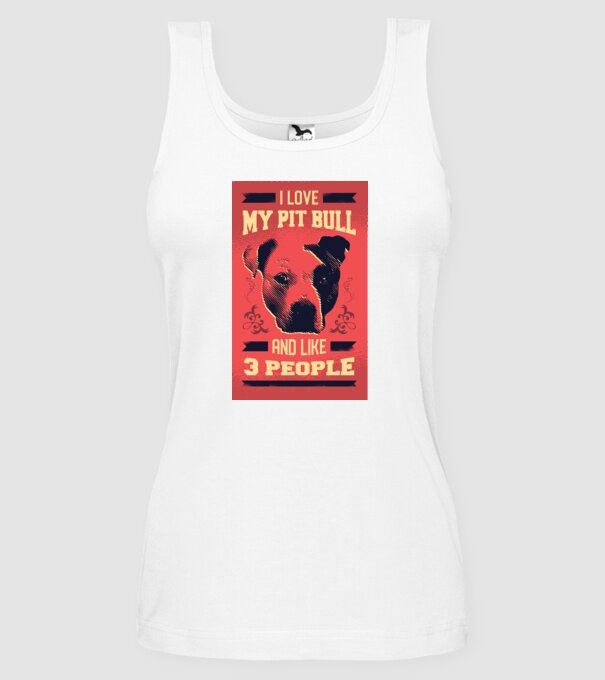 Îmi iubesc Pitbull-ul meu și încă 3 persoane model alb pe tricou