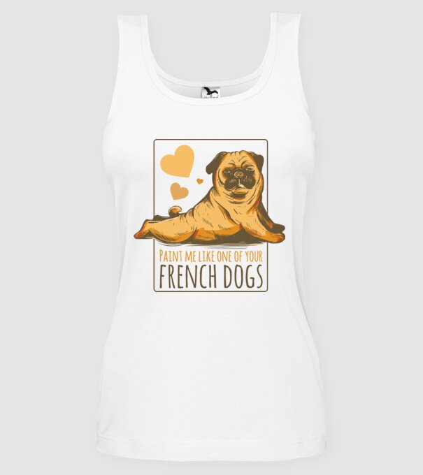 Mops sexy model alb pe tricou