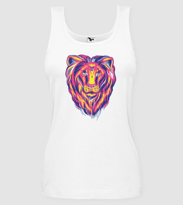 Leu colorat model alb pe tricou
