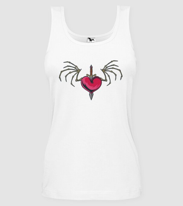 Inimă cu sabie model alb pe tricou