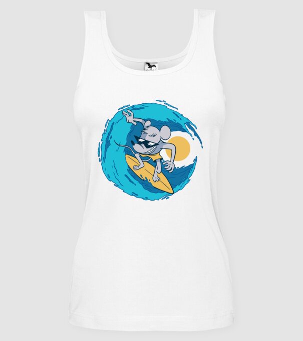 Șoarece Surfer model alb pe tricou