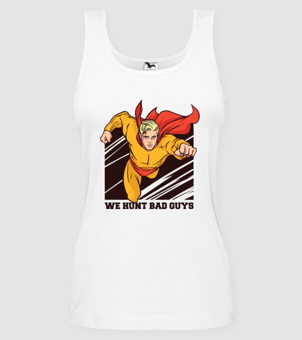 Supererou model alb pe tricou
