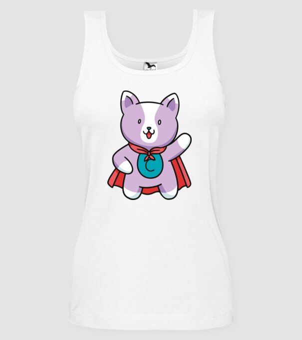 Pisică Supererou model alb pe tricou