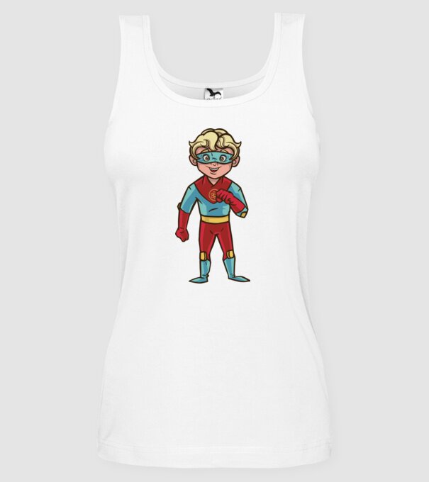 Băiat supererou model alb pe tricou