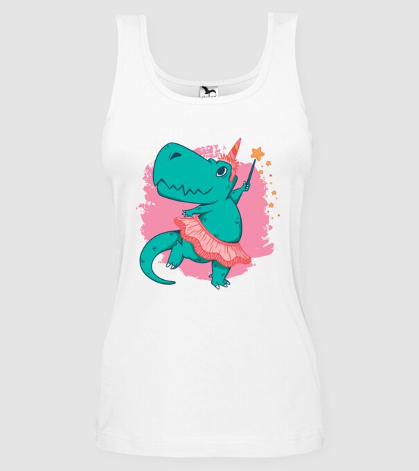 T-rex Balerină model alb pe tricou
