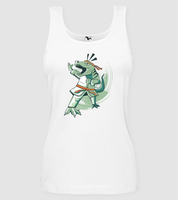 T-rex Karate model alb pe tricou