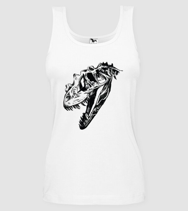 Craniu T-rex model alb pe tricou