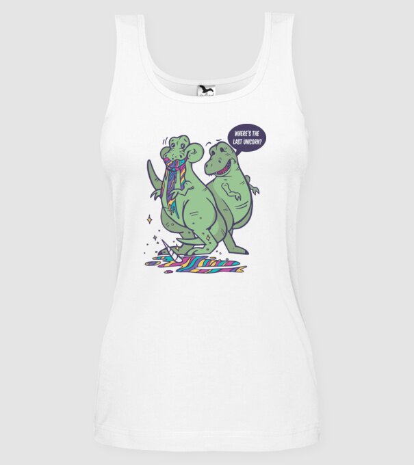 T-rex a mâncat unicornul model alb pe tricou