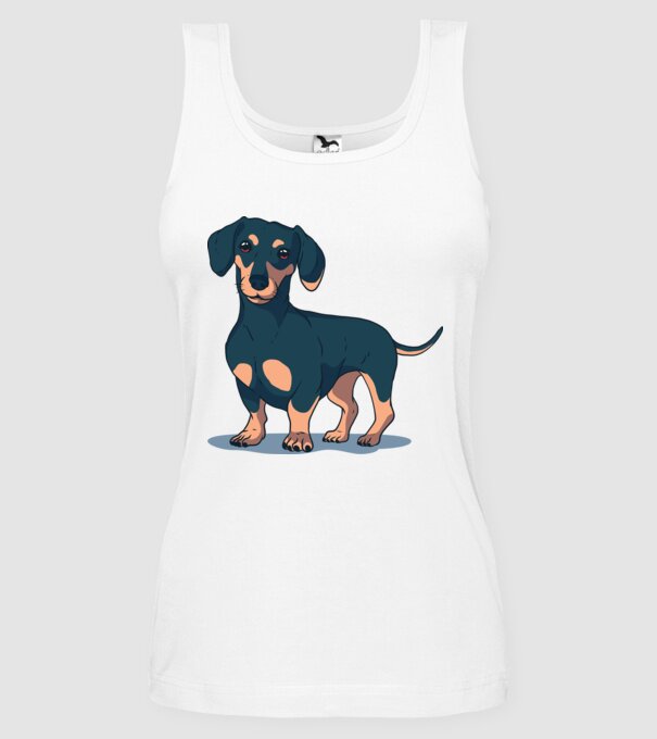 Tricou cu Câine teckel drăguț model alb pe tricou