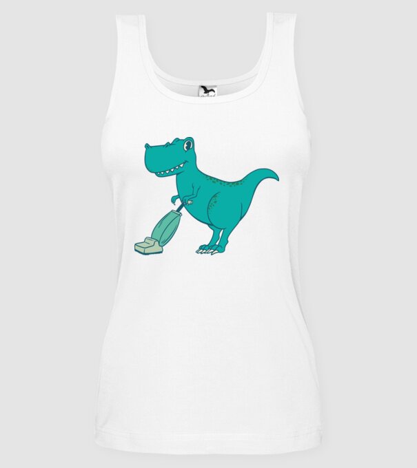 T-rex făcând curățenie model alb pe tricou