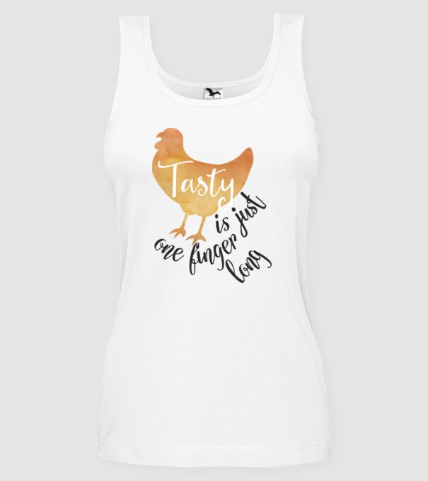 Tasty is just one finger long model alb pe tricou