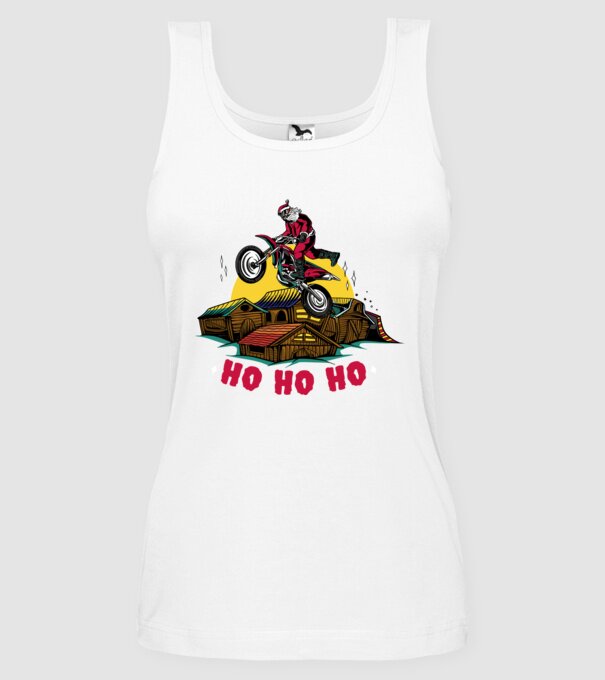 Moș Crăciun pe motocicletă Cross model alb pe tricou