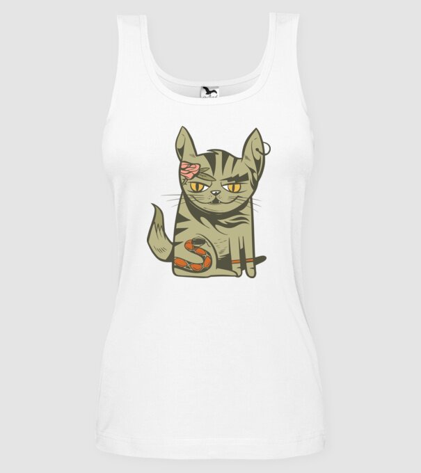Pisoi tatuat model alb pe tricou