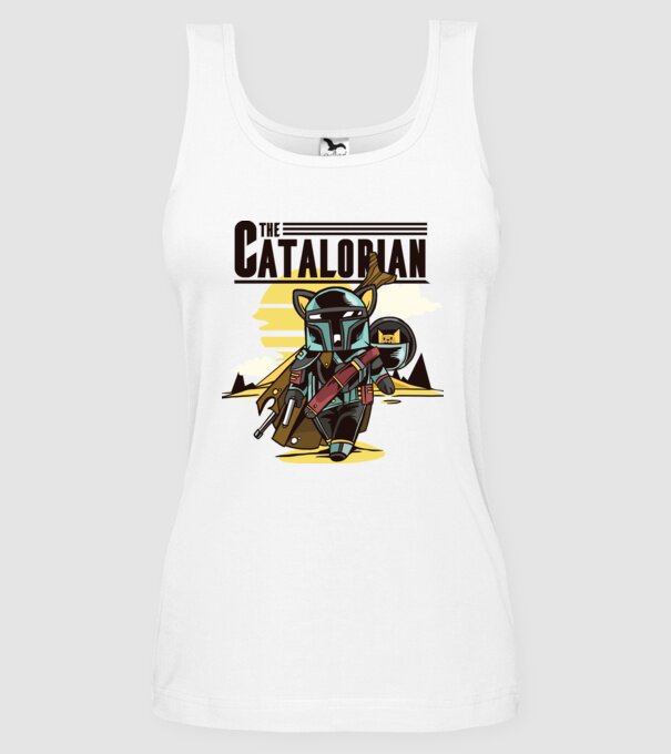 The Catalorian model alb pe tricou