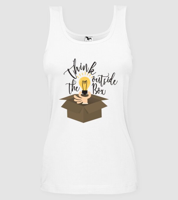 Think outside of the box model alb pe tricou
