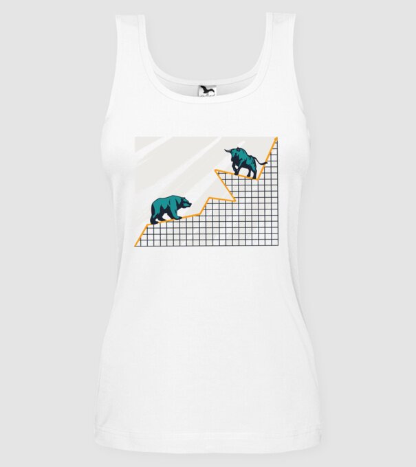 Bursa de Valori Taur vs Urs model alb pe tricou