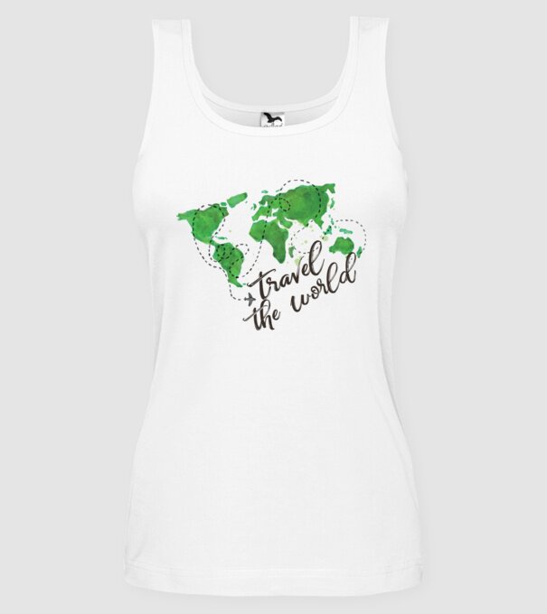 Travel the world model alb pe tricou