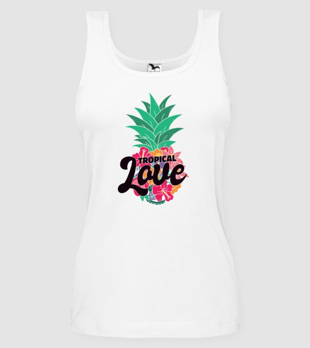 Ananas Tropical Love model alb pe tricou