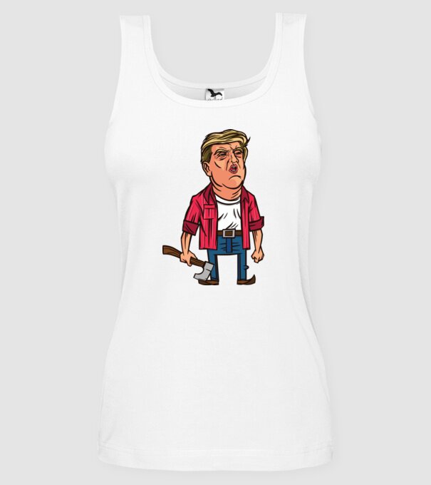 Trump tăietor de lemne model alb pe tricou