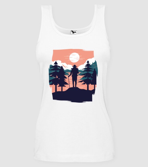 Drumeție model alb pe tricou