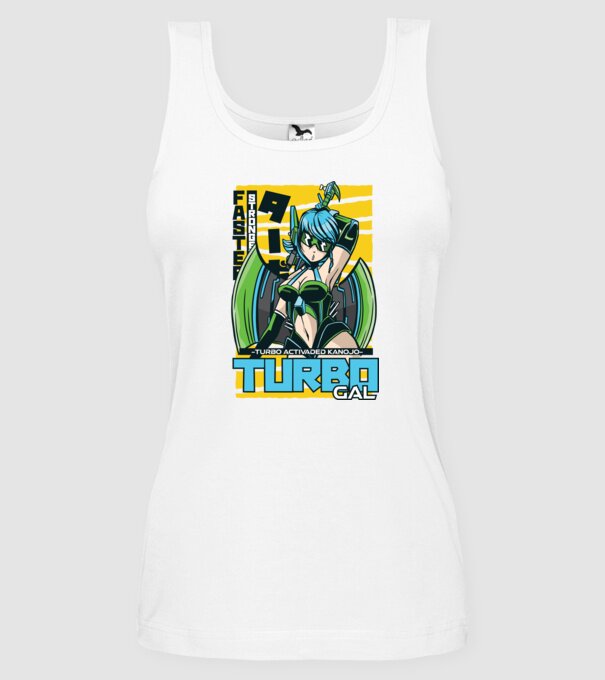 Turbo Gal Anime model alb pe tricou