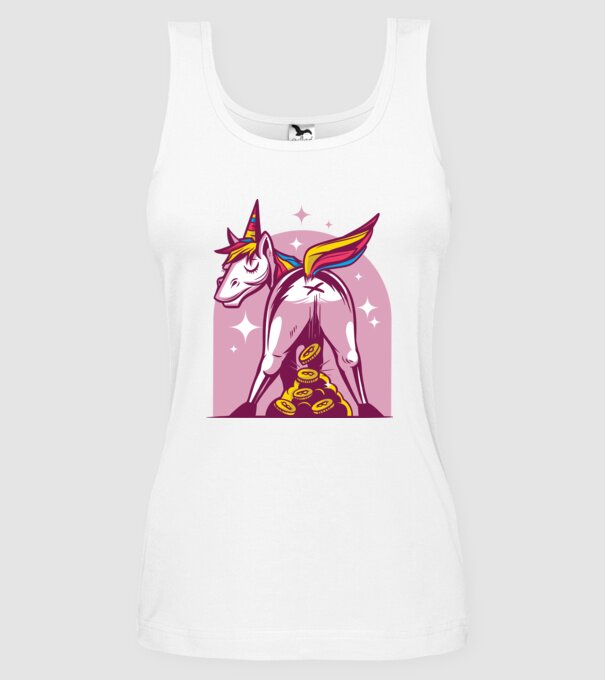 Unicorn Bitcoin model alb pe tricou
