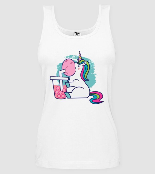 Unicorn Bubble Tea model alb pe tricou