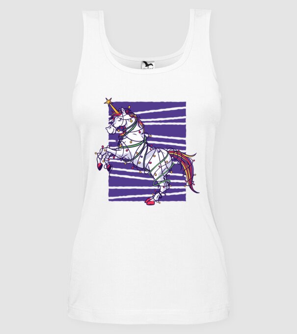Unicorn pom de Crăciun model alb pe tricou