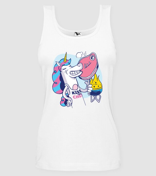 Unicorn Steak BBQ model alb pe tricou
