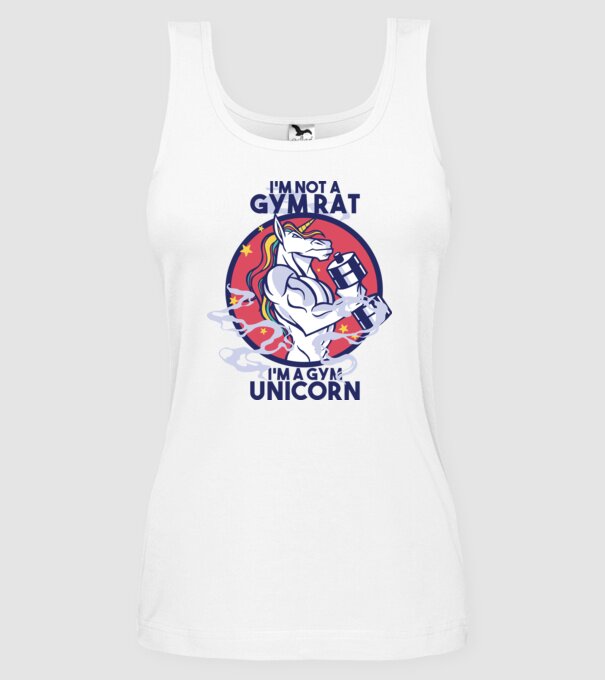 Unicorn antrenament cu haltere model alb pe tricou