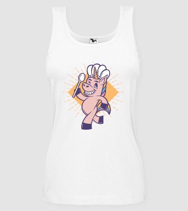 Unicorn Bucătar model alb pe tricou