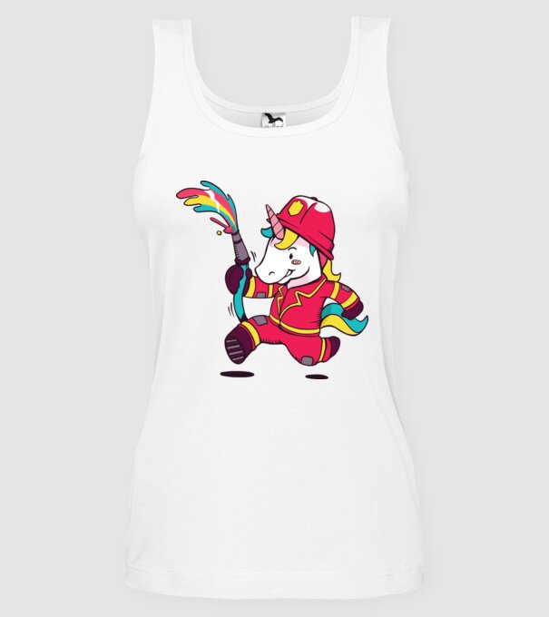 Pompier Unicorn model alb pe tricou