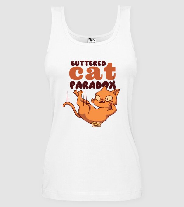 Paradox pisică cu unt model alb pe tricou