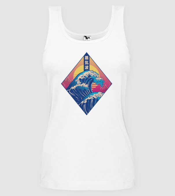 Vaporwave Val model alb pe tricou