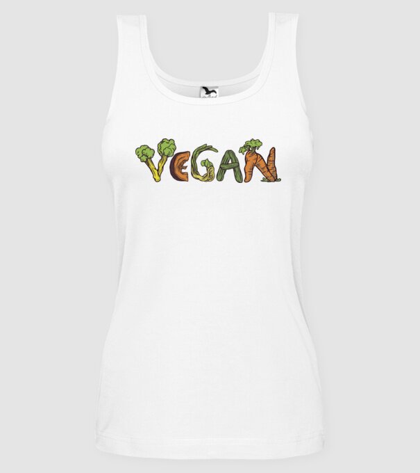 Inscripție legume vegan model alb pe tricou