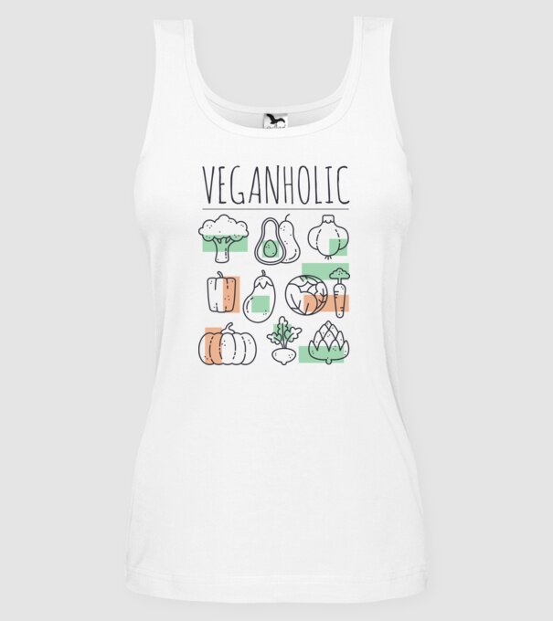 Veganholic model alb pe tricou