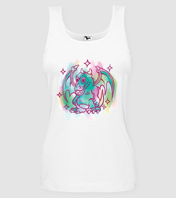 Acuarelă Dragon model alb pe tricou