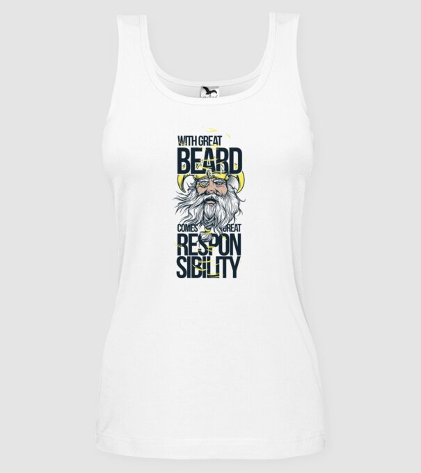 With great beard comes great responsibility model alb pe tricou