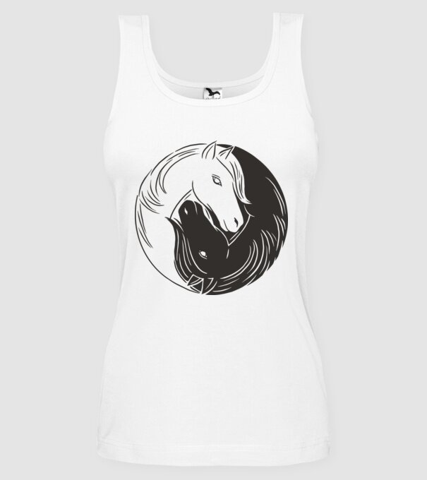 Călăreț Yin Yang model alb pe tricou