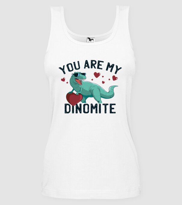 You are my Dinomite tricou cu dinozaur și inimă model alb pe tricou