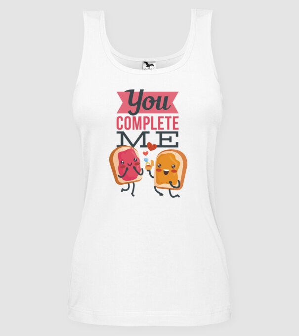 'You Complete Me Tricou drăguț pentru Valentine''s Day' model alb pe tricou