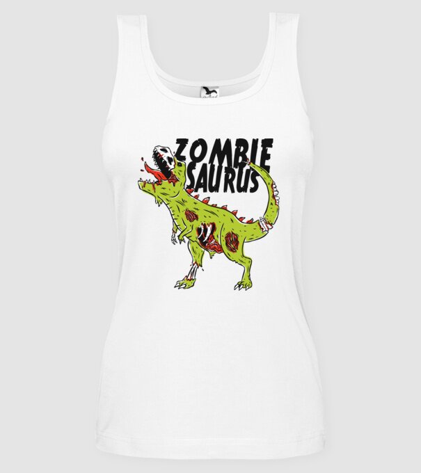 Zombiesaurus - Dinozaur Zombie model alb pe tricou