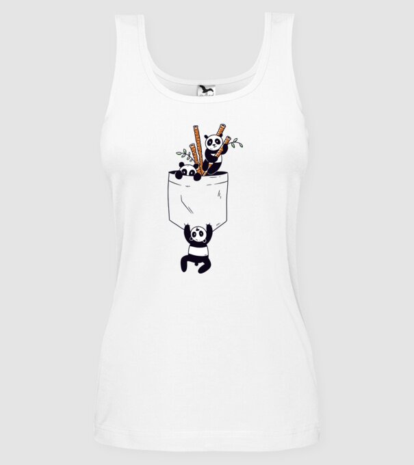Panda de buzunar model alb pe tricou