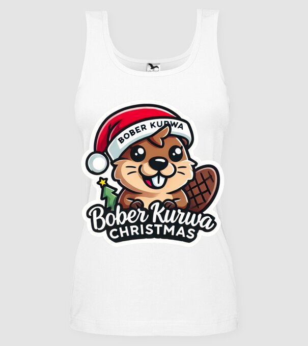Bober Kurwa Christmas 1 model alb pe tricou