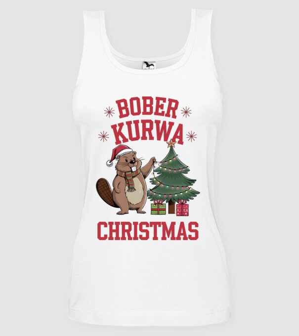 Bober Kurwa Christmas 3 model alb pe tricou