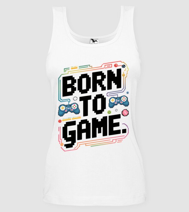 Born to Game Pixel Alb model alb pe tricou