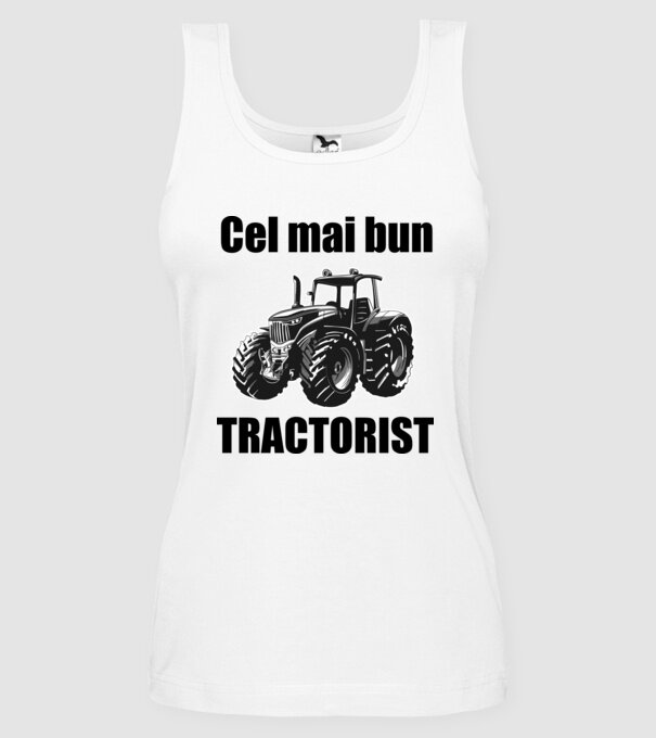 Cel mai bun tractorist model alb pe tricou