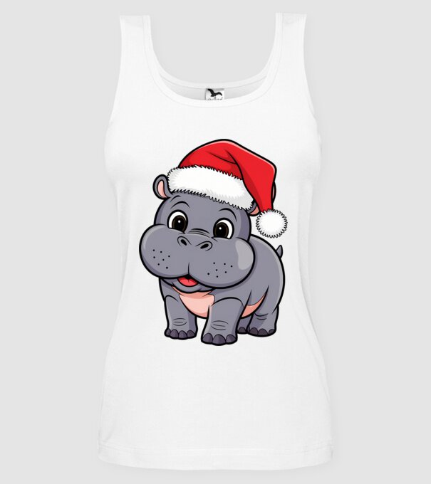 Crăciun Hippo model alb pe tricou