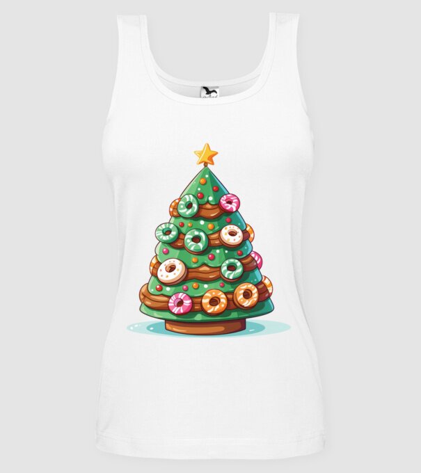 Doughnut pom de Crăciun model alb pe tricou