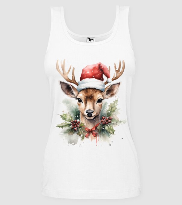 Festive Reindeer model alb pe tricou